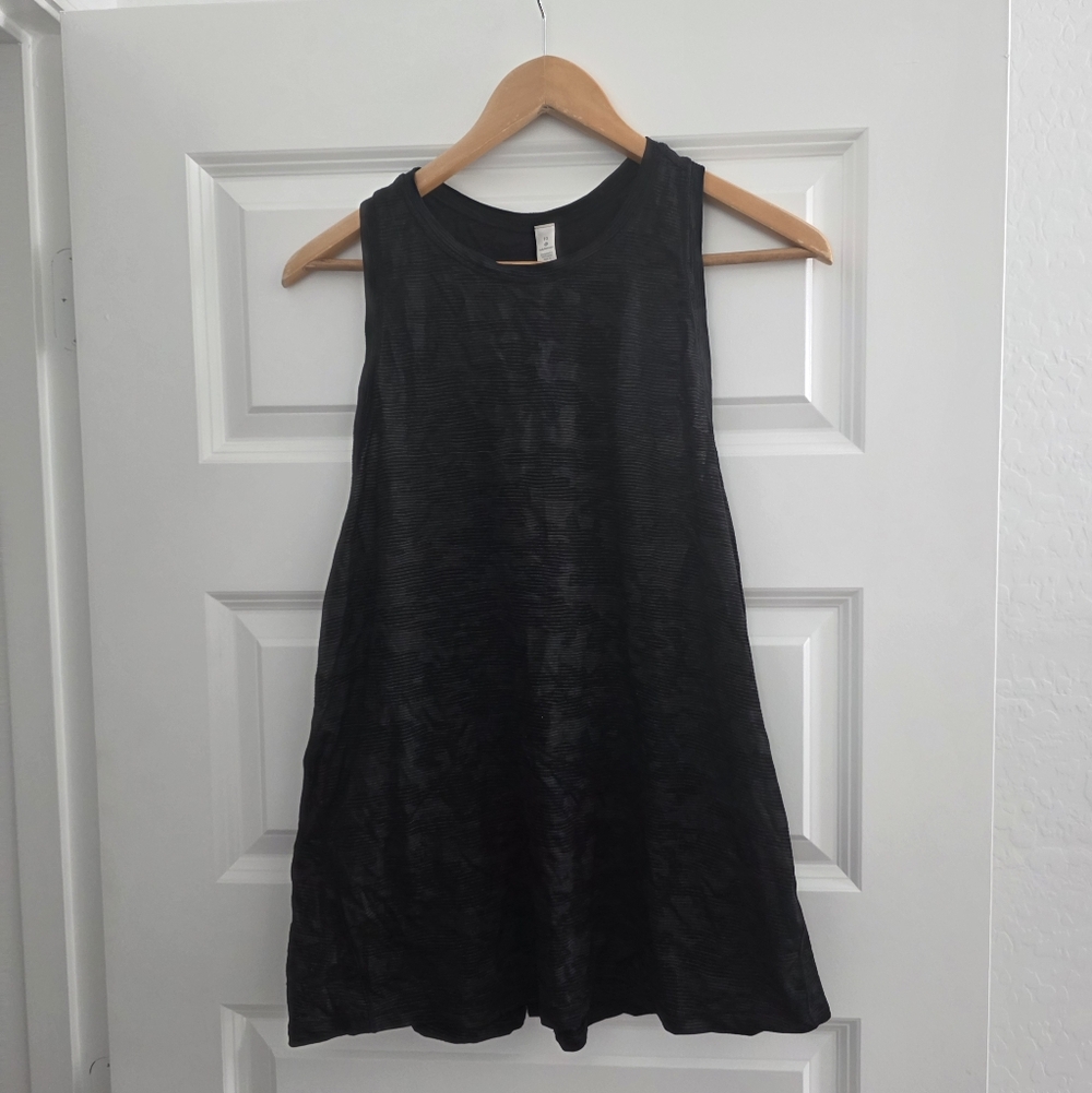 Lululemon Black Camo Miles Ahead Split Back Tank Top